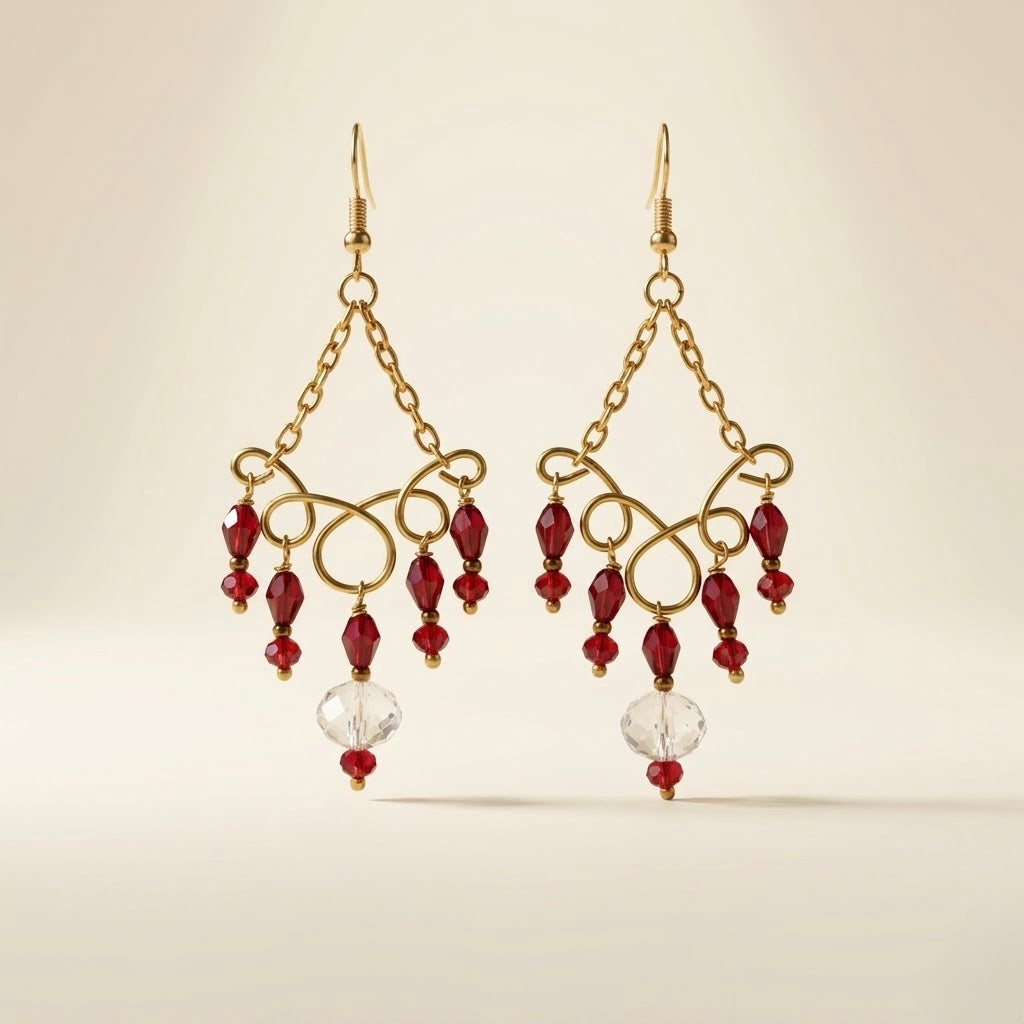 Chandelier Red Crystal Earrings