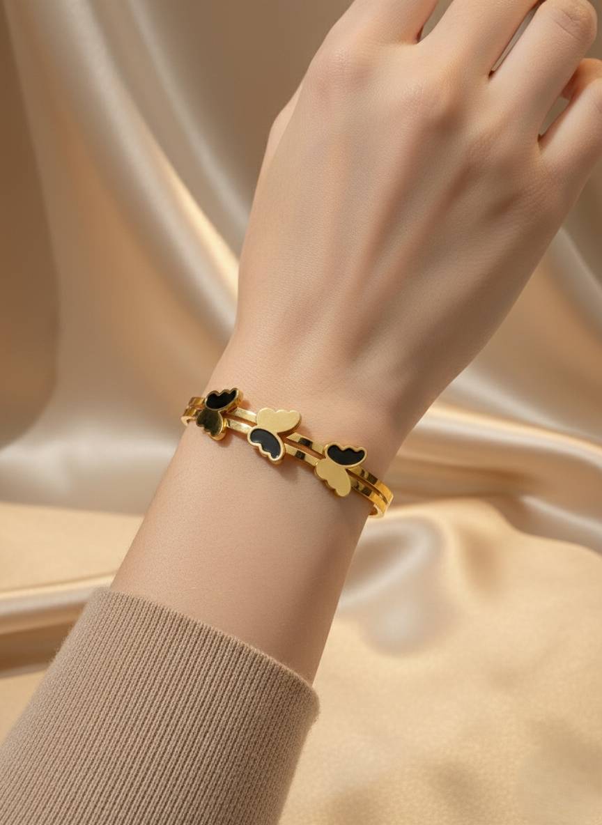 Butterfly Charm Anti-Tarnish Cuff Bracelet