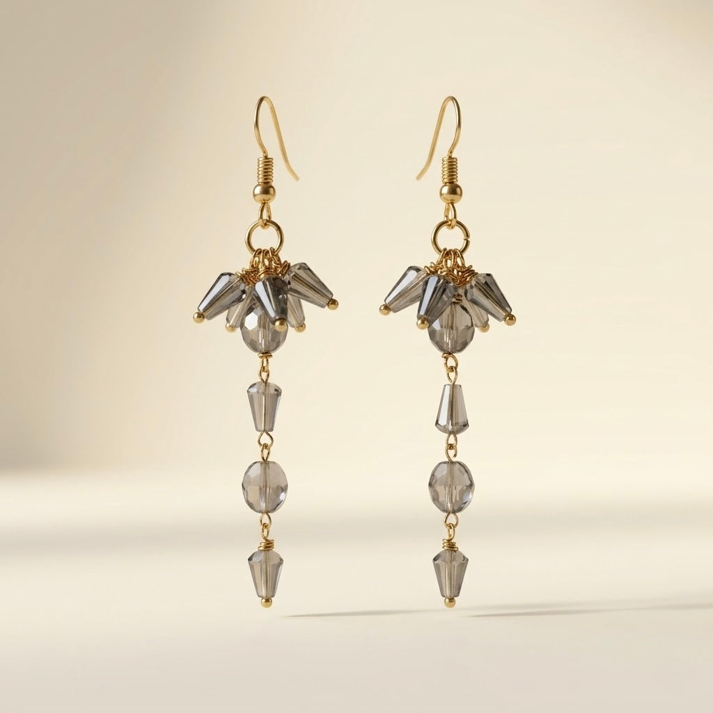 Gold Beaded Drop Earrings