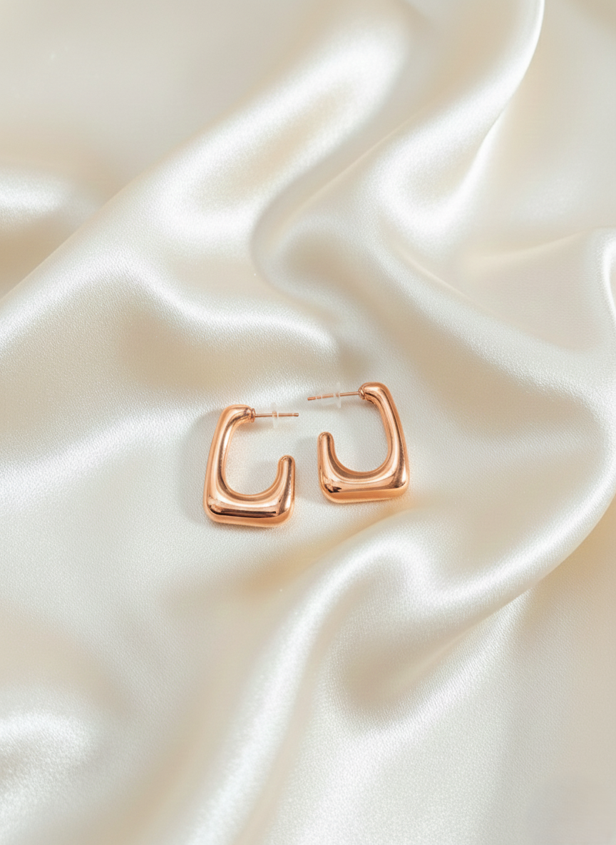 Rose Gold Square Hoops