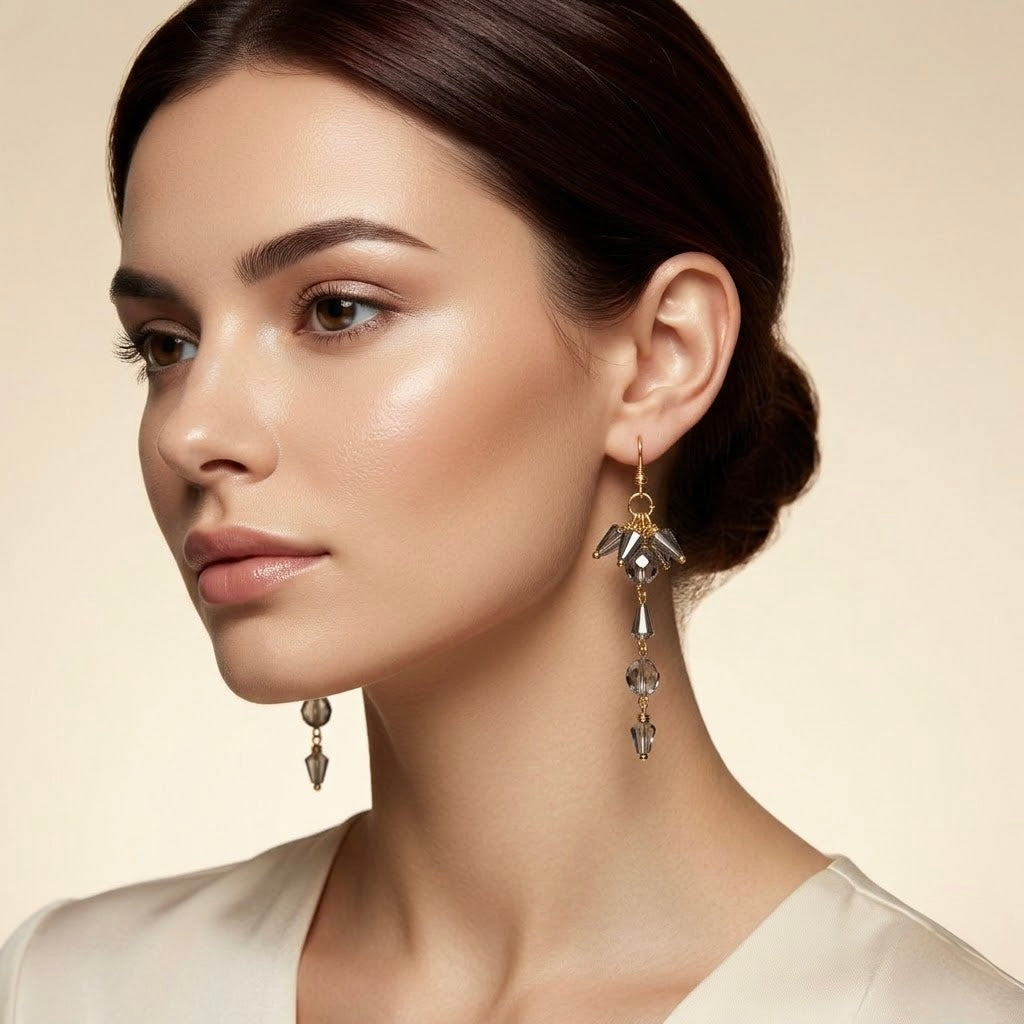 Gold Beaded Drop Earrings