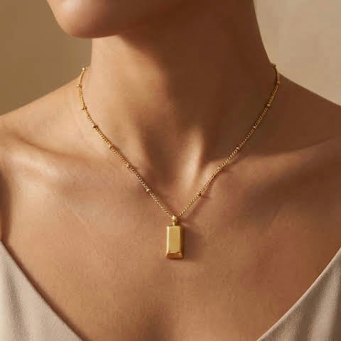 Gold Bar Pendant Necklace