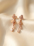 AD Floral Drop Earrings with Premium Crystal Stones