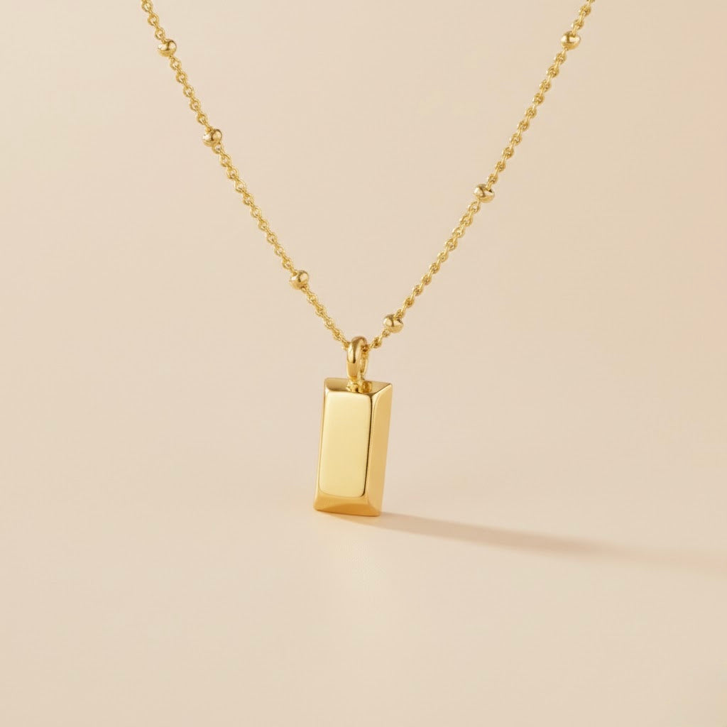 Gold Bar Pendant Necklace