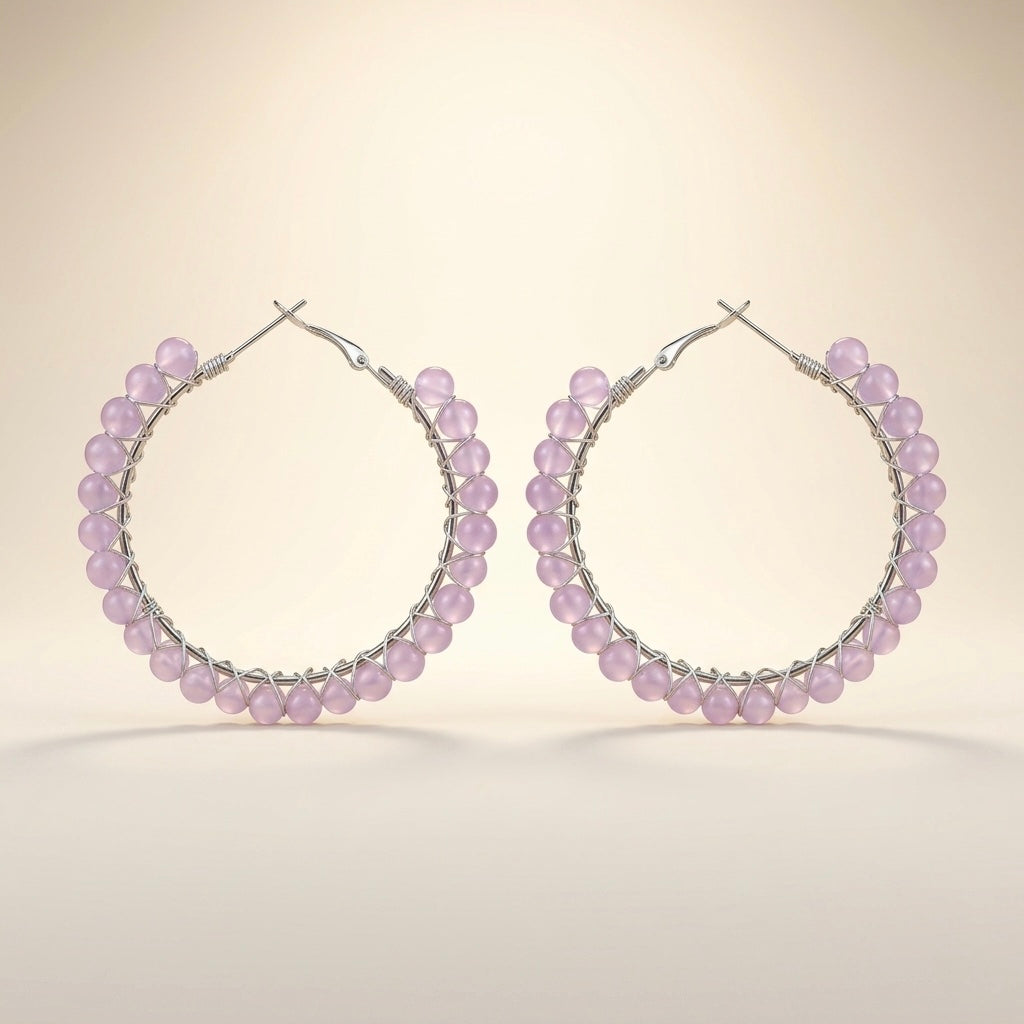Blush Bead Hoops