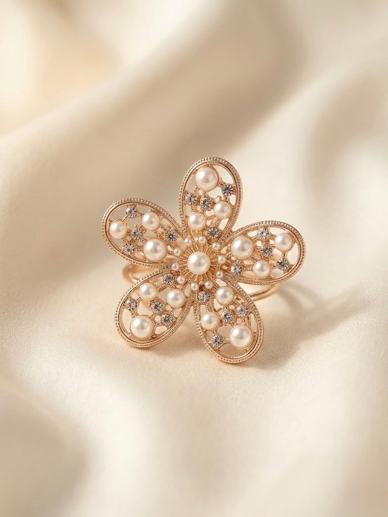 Gold Pearl Floral Hair Clutcher