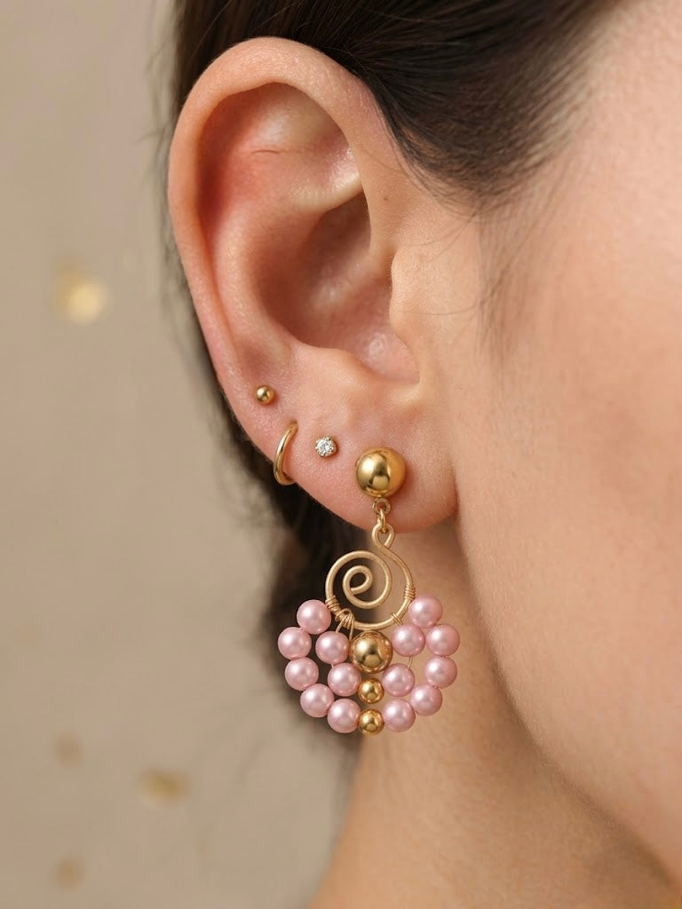 Blush Spiral Statement Earrings