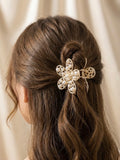 Gold Pearl Floral Hair Clutcher