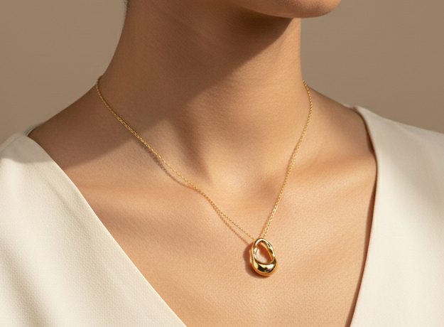 Gold Sculptural Pendant Necklace