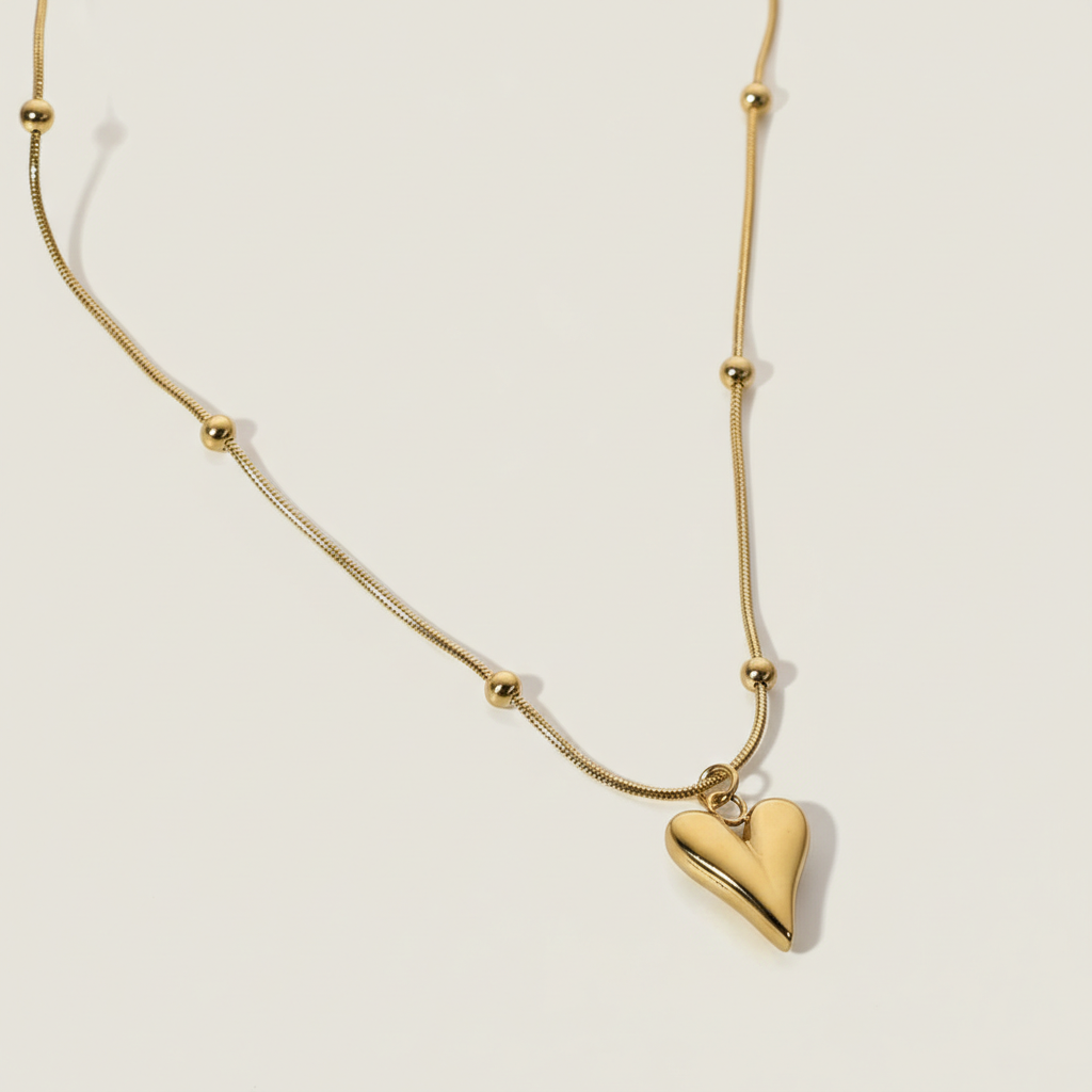 Gold Heart Anti-Tarnish Pendant Necklace