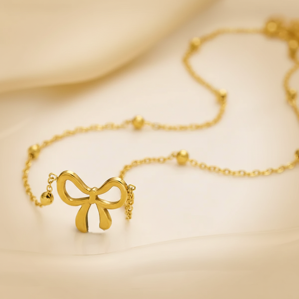 Gold Bow Anti-Tarnish Pendant Necklace