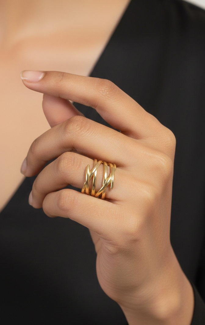 Gold Anti-Tarnish Adjustable Wrap Ring