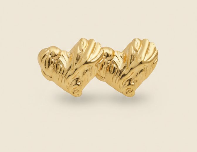 Gold Heart Anti-Tarnish Stud Earrings