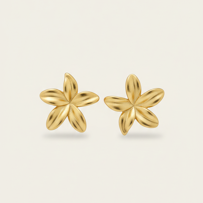 Gold Flower Anti-Tarnish Stud Earrings