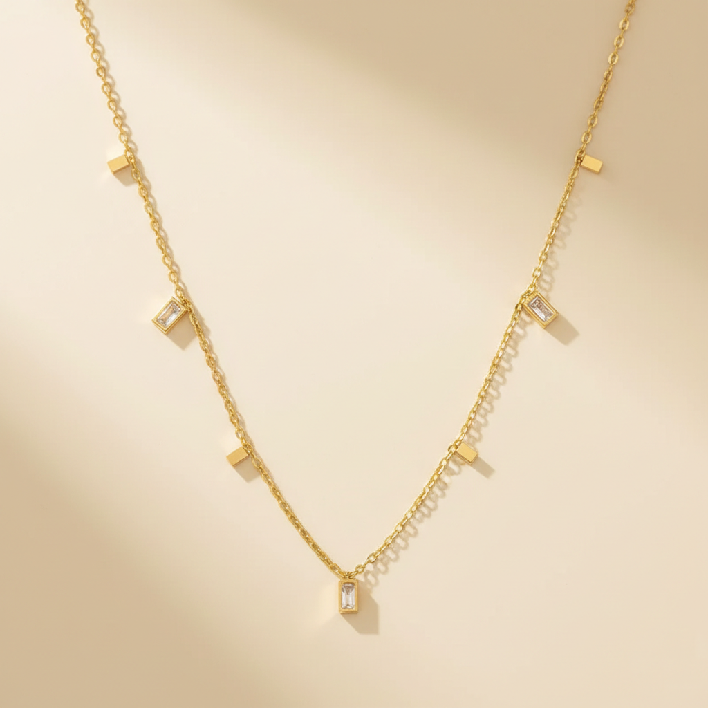 Minimal Crystal Charm Anti-Tarnish Necklace