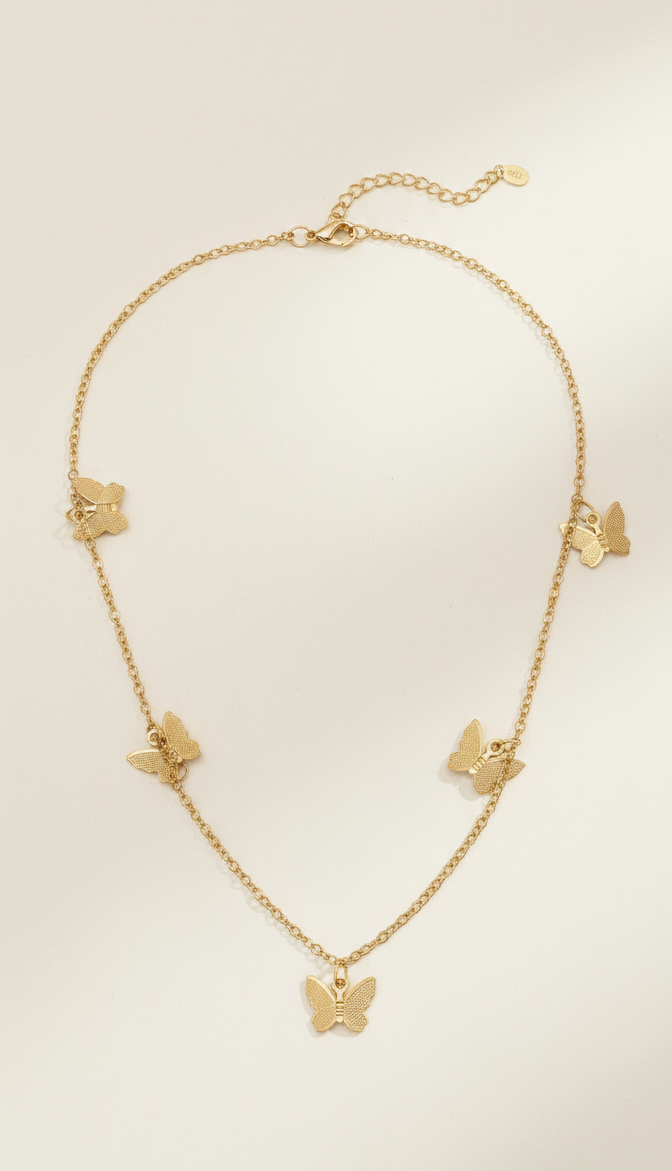 Gold Butterfly Charm Necklace