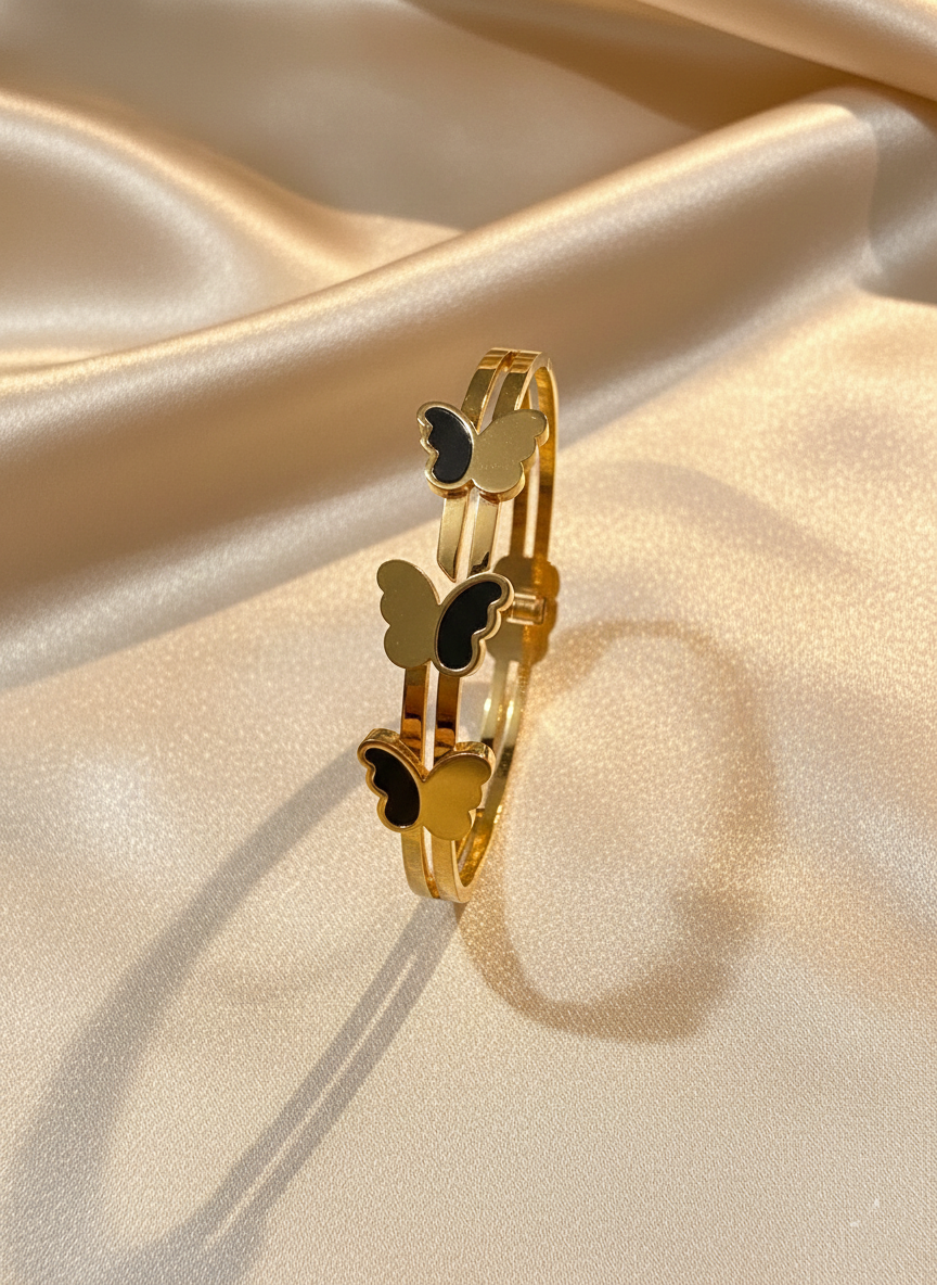 Butterfly Charm Anti-Tarnish Cuff Bracelet