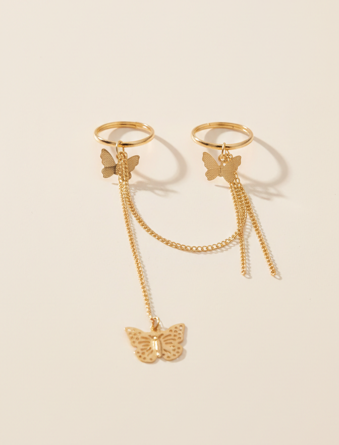 Butterfly Chain Double Ring
