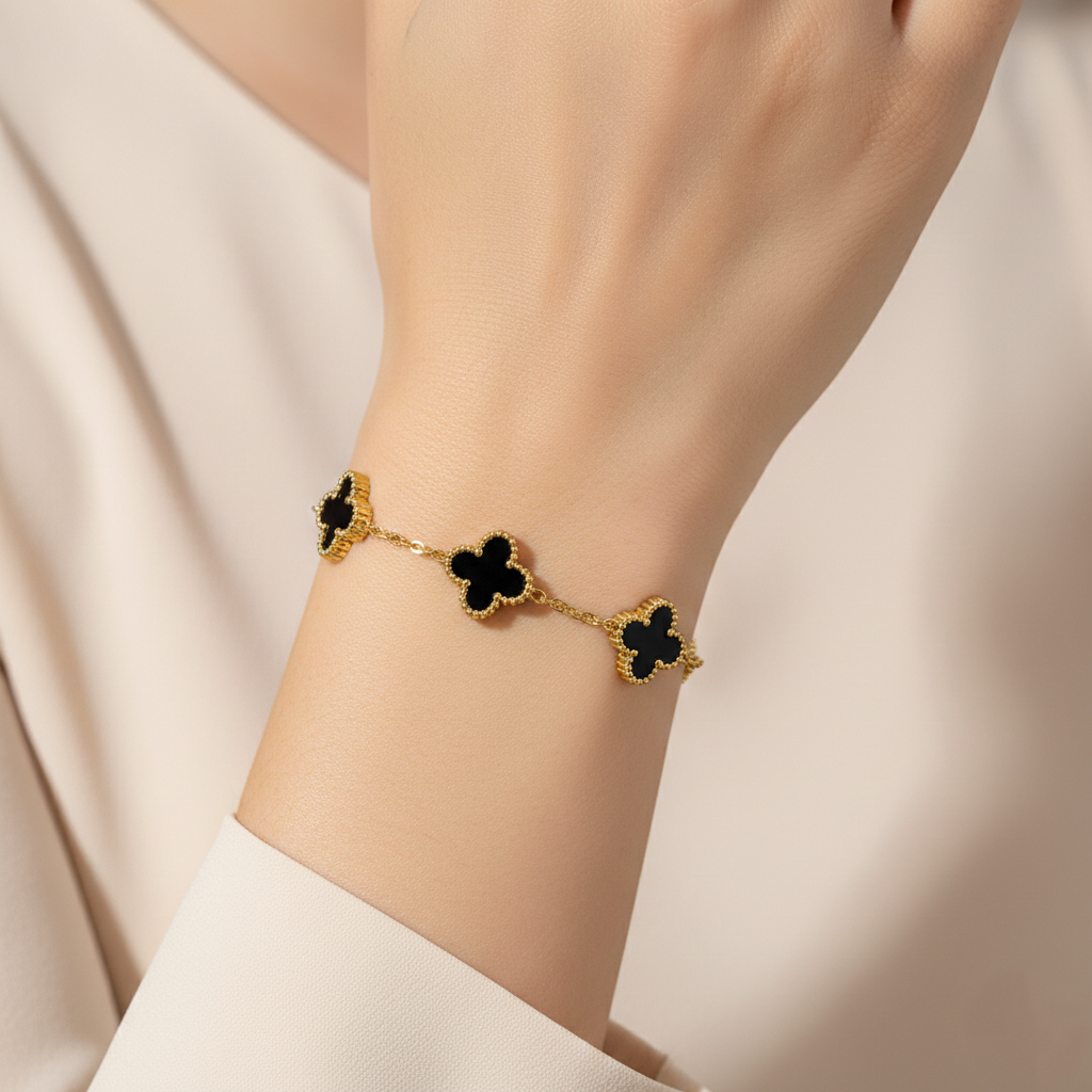 Black Clover Anti-Tarnish Gold Bracelet