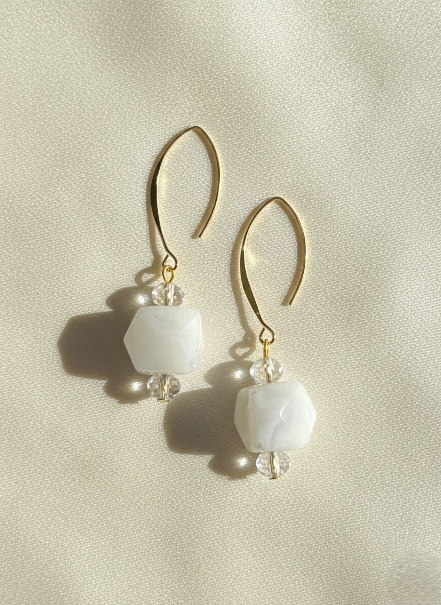 Ivory Cube Drop Earrings