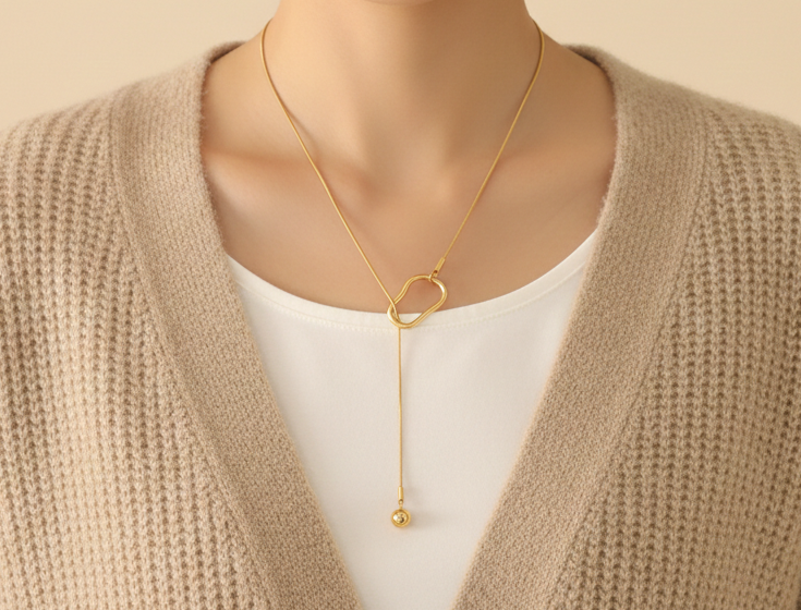 Gold Drop Pendant Necklace
