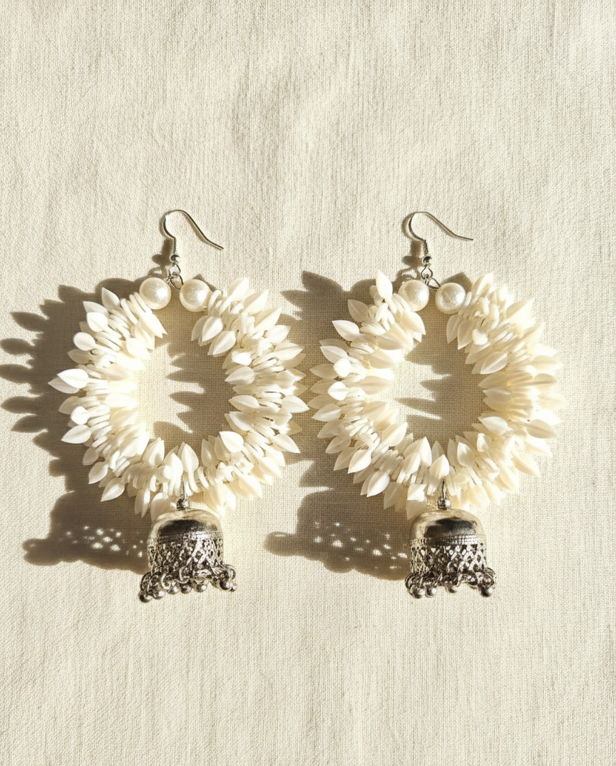 Ivory Jhumka Hoop Earrings